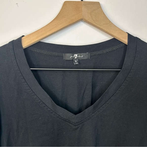 7 For All Mankind Knot Sleeve V Neck Top in Black, Size Medium - Picture 3 of 9